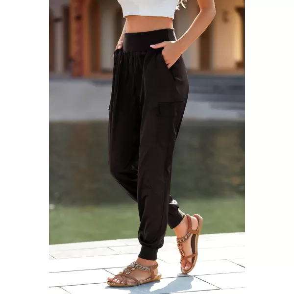 PRETTYGARDEN Womens Satin Jogger Pants Casual High Waist Long Lounge Pant Trousers with PocketsDark Coffee