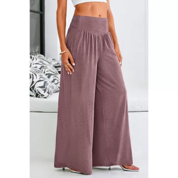 PRETTYGARDEN Womens Summer Wide Leg Trouser Pants Casual High Waisted Flowy Palazzo Lounge Pant with PocketsDark Red