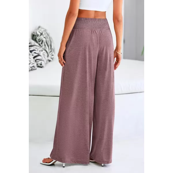 PRETTYGARDEN Womens Summer Wide Leg Trouser Pants Casual High Waisted Flowy Palazzo Lounge Pant with PocketsDark Red