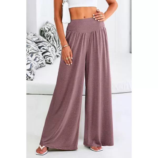 PRETTYGARDEN Womens Summer Wide Leg Trouser Pants Casual High Waisted Flowy Palazzo Lounge Pant with PocketsDark Red