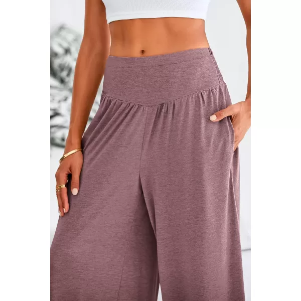 PRETTYGARDEN Womens Summer Wide Leg Trouser Pants Casual High Waisted Flowy Palazzo Lounge Pant with PocketsDark Red
