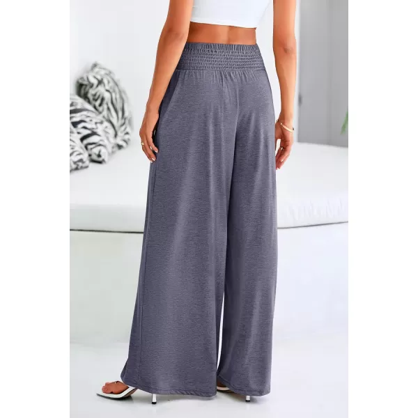 PRETTYGARDEN Womens Summer Wide Leg Trouser Pants Casual High Waisted Flowy Palazzo Lounge Pant with PocketsNavy