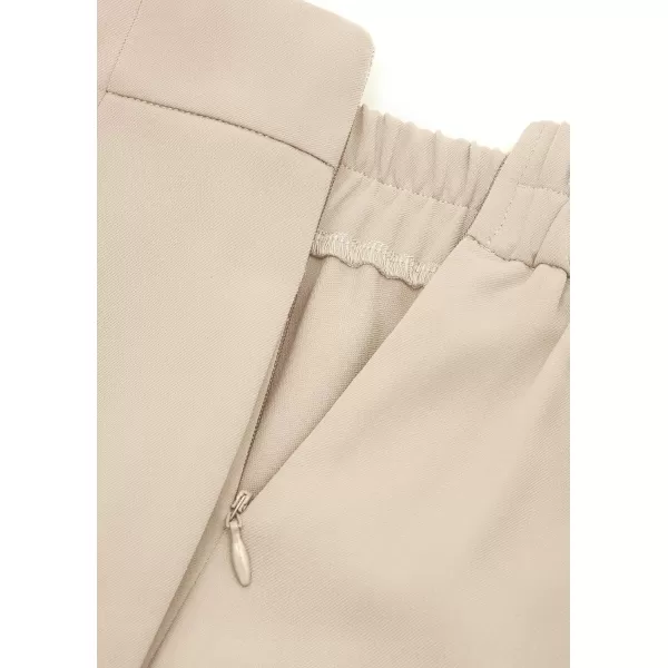 PRETTYGARDEN Womens Wide Leg Pants Dressy High Waisted Business Casual Work Office Suit Palazzo Pant TrousersBeige