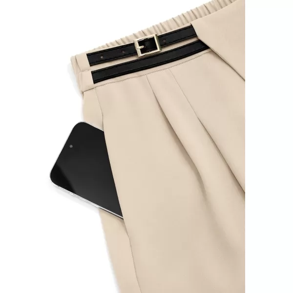 PRETTYGARDEN Womens Wide Leg Pants Dressy High Waisted Business Casual Work Office Suit Palazzo Pant TrousersBeige