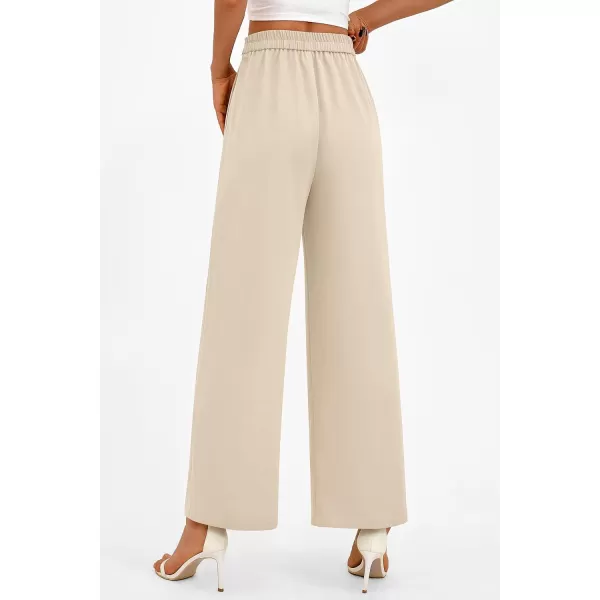 PRETTYGARDEN Womens Wide Leg Pants Dressy High Waisted Business Casual Work Office Suit Palazzo Pant TrousersBeige