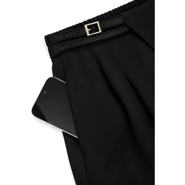 PRETTYGARDEN Womens Wide Leg Pants Dressy High Waisted Business Casual Work Office Suit Palazzo Pant TrousersBlack