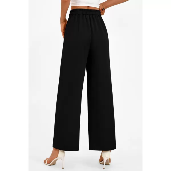 PRETTYGARDEN Womens Wide Leg Pants Dressy High Waisted Business Casual Work Office Suit Palazzo Pant TrousersBlack