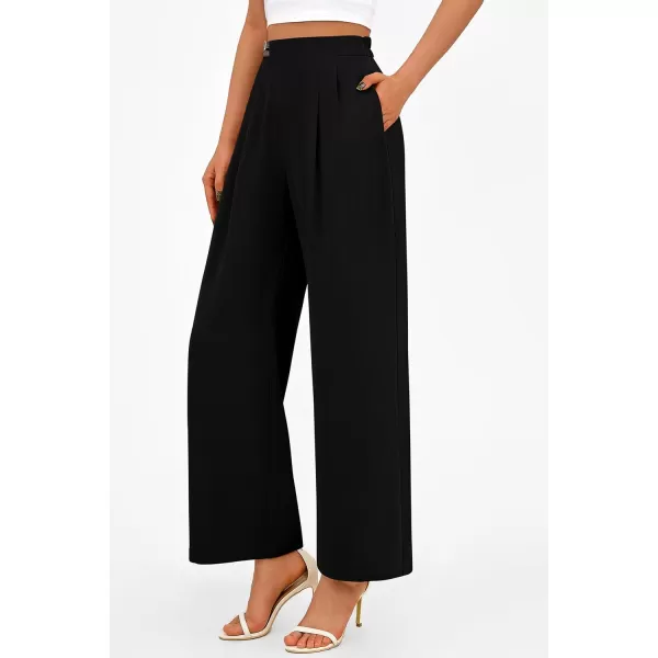 PRETTYGARDEN Womens Wide Leg Pants Dressy High Waisted Business Casual Work Office Suit Palazzo Pant TrousersBlack