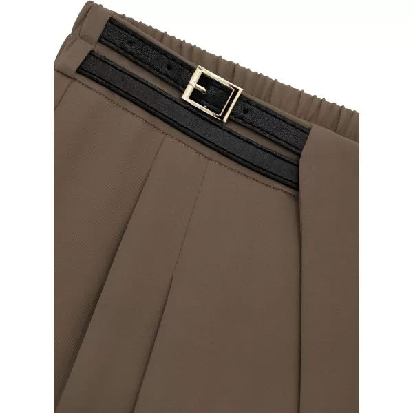 PRETTYGARDEN Womens Wide Leg Pants Dressy High Waisted Business Casual Work Office Suit Palazzo Pant TrousersBrown