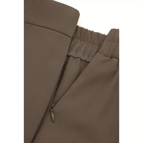 PRETTYGARDEN Womens Wide Leg Pants Dressy High Waisted Business Casual Work Office Suit Palazzo Pant TrousersBrown