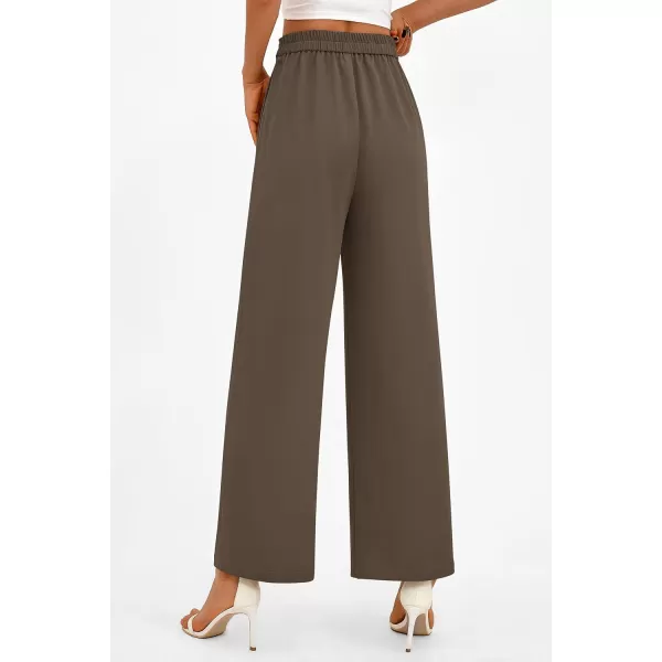 PRETTYGARDEN Womens Wide Leg Pants Dressy High Waisted Business Casual Work Office Suit Palazzo Pant TrousersBrown