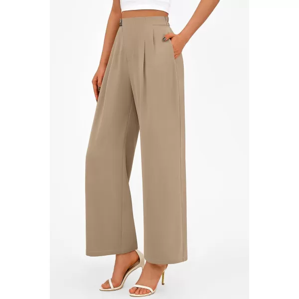PRETTYGARDEN Womens Wide Leg Pants Dressy High Waisted Business Casual Work Office Suit Palazzo Pant TrousersCamel