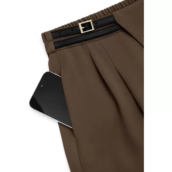PRETTYGARDEN Womens Wide Leg Pants Dressy High Waisted Business Casual Work Office Suit Palazzo Pant TrousersCoffee
