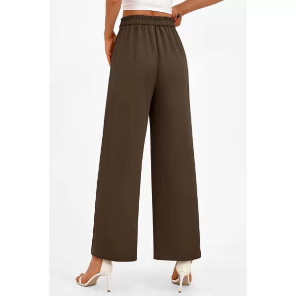 PRETTYGARDEN Womens Wide Leg Pants Dressy High Waisted Business Casual Work Office Suit Palazzo Pant TrousersCoffee
