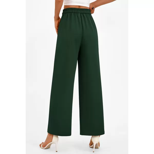PRETTYGARDEN Womens Wide Leg Pants Dressy High Waisted Business Casual Work Office Suit Palazzo Pant TrousersDark Green