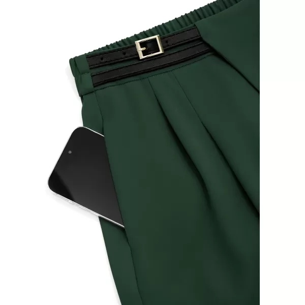 PRETTYGARDEN Womens Wide Leg Pants Dressy High Waisted Business Casual Work Office Suit Palazzo Pant TrousersDark Green