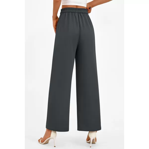 PRETTYGARDEN Womens Wide Leg Pants Dressy High Waisted Business Casual Work Office Suit Palazzo Pant TrousersDark Grey