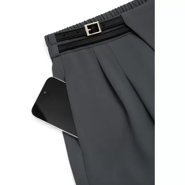 PRETTYGARDEN Womens Wide Leg Pants Dressy High Waisted Business Casual Work Office Suit Palazzo Pant TrousersDark Grey