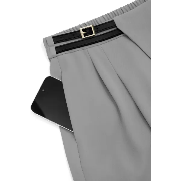 PRETTYGARDEN Womens Wide Leg Pants Dressy High Waisted Business Casual Work Office Suit Palazzo Pant TrousersGrey