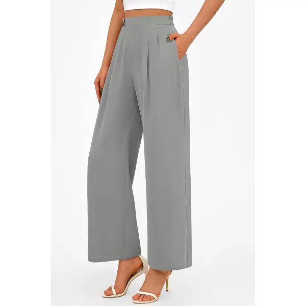 PRETTYGARDEN Womens Wide Leg Pants Dressy High Waisted Business Casual Work Office Suit Palazzo Pant TrousersGrey