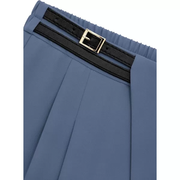 PRETTYGARDEN Womens Wide Leg Pants Dressy High Waisted Business Casual Work Office Suit Palazzo Pant TrousersGrey Blue
