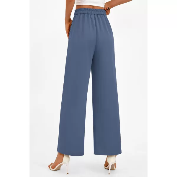 PRETTYGARDEN Womens Wide Leg Pants Dressy High Waisted Business Casual Work Office Suit Palazzo Pant TrousersGrey Blue