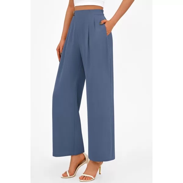 PRETTYGARDEN Womens Wide Leg Pants Dressy High Waisted Business Casual Work Office Suit Palazzo Pant TrousersGrey Blue