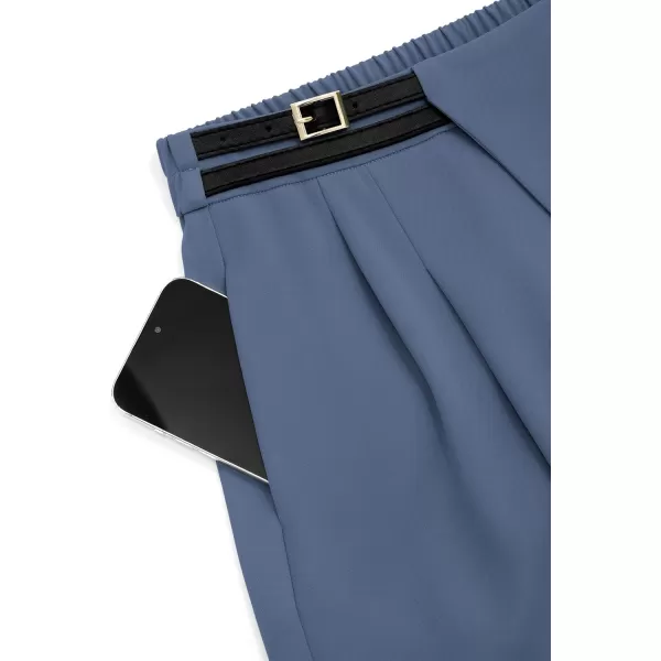 PRETTYGARDEN Womens Wide Leg Pants Dressy High Waisted Business Casual Work Office Suit Palazzo Pant TrousersGrey Blue