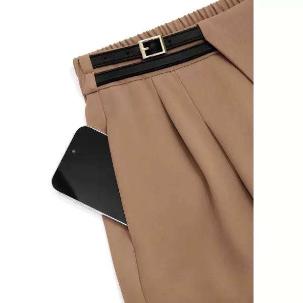PRETTYGARDEN Womens Wide Leg Pants Dressy High Waisted Business Casual Work Office Suit Palazzo Pant TrousersKhaki