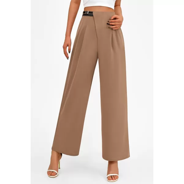 PRETTYGARDEN Womens Wide Leg Pants Dressy High Waisted Business Casual Work Office Suit Palazzo Pant TrousersKhaki