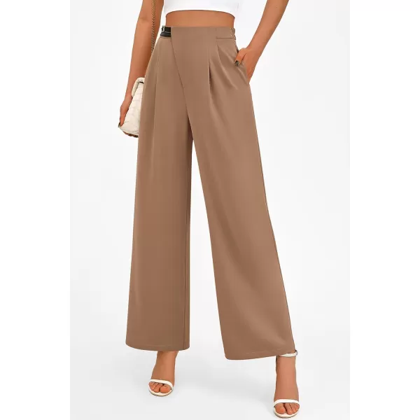 PRETTYGARDEN Womens Wide Leg Pants Dressy High Waisted Business Casual Work Office Suit Palazzo Pant TrousersKhaki