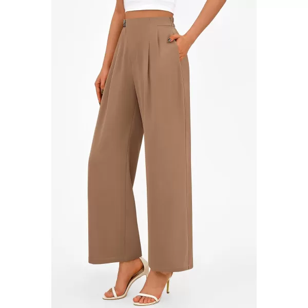 PRETTYGARDEN Womens Wide Leg Pants Dressy High Waisted Business Casual Work Office Suit Palazzo Pant TrousersKhaki