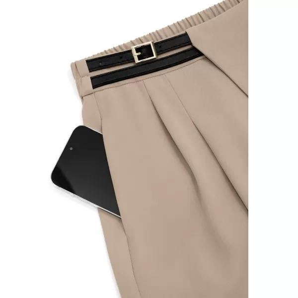 PRETTYGARDEN Womens Wide Leg Pants Dressy High Waisted Business Casual Work Office Suit Palazzo Pant TrousersLight Khaki