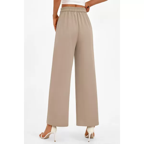 PRETTYGARDEN Womens Wide Leg Pants Dressy High Waisted Business Casual Work Office Suit Palazzo Pant TrousersLight Khaki
