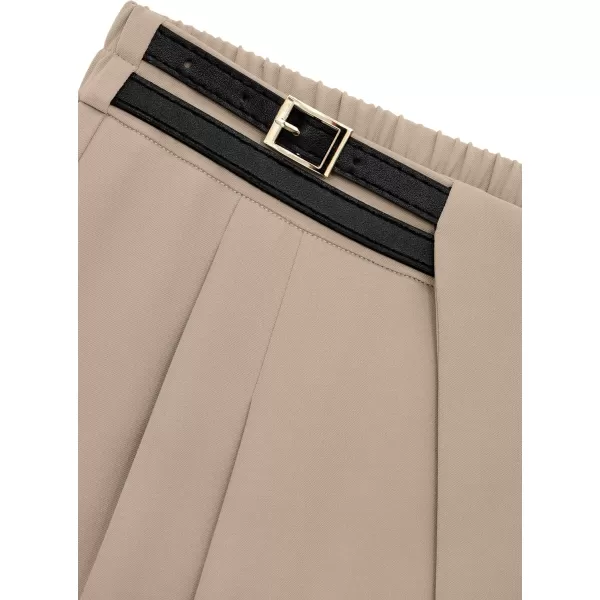 PRETTYGARDEN Womens Wide Leg Pants Dressy High Waisted Business Casual Work Office Suit Palazzo Pant TrousersLight Khaki