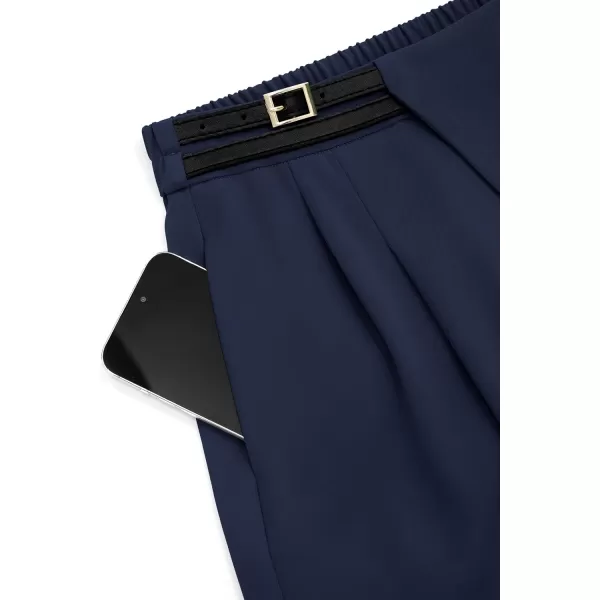 PRETTYGARDEN Womens Wide Leg Pants Dressy High Waisted Business Casual Work Office Suit Palazzo Pant TrousersNavy