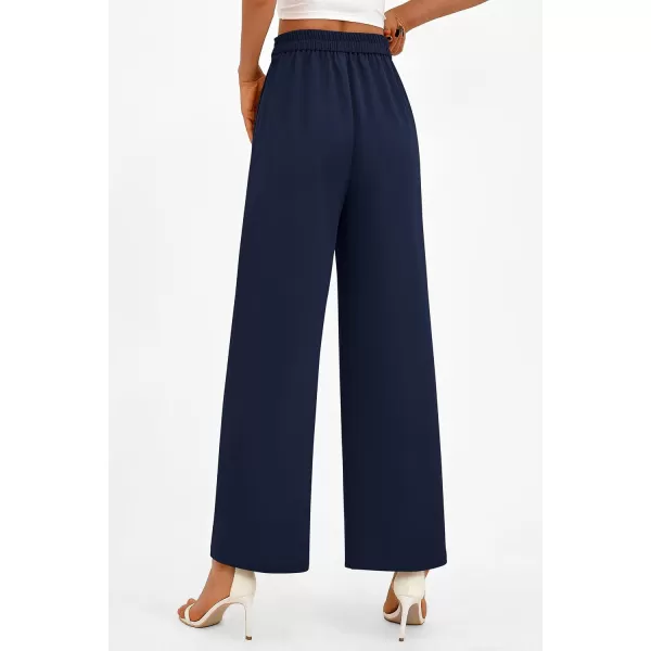 PRETTYGARDEN Womens Wide Leg Pants Dressy High Waisted Business Casual Work Office Suit Palazzo Pant TrousersNavy