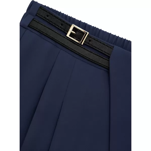 PRETTYGARDEN Womens Wide Leg Pants Dressy High Waisted Business Casual Work Office Suit Palazzo Pant TrousersNavy