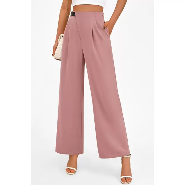 PRETTYGARDEN Womens Wide Leg Pants Dressy High Waisted Business Casual Work Office Suit Palazzo Pant TrousersPink