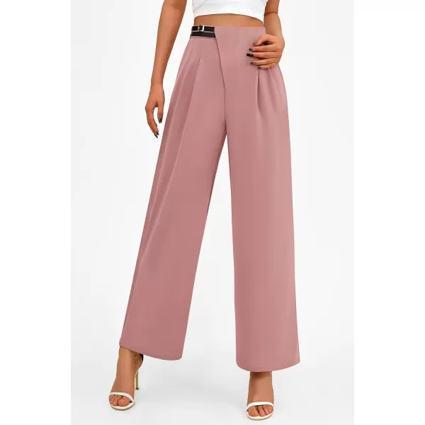 PRETTYGARDEN Womens Wide Leg Pants Dressy High Waisted Business Casual Work Office Suit Palazzo Pant TrousersPink