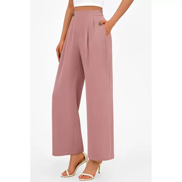 PRETTYGARDEN Womens Wide Leg Pants Dressy High Waisted Business Casual Work Office Suit Palazzo Pant TrousersPink