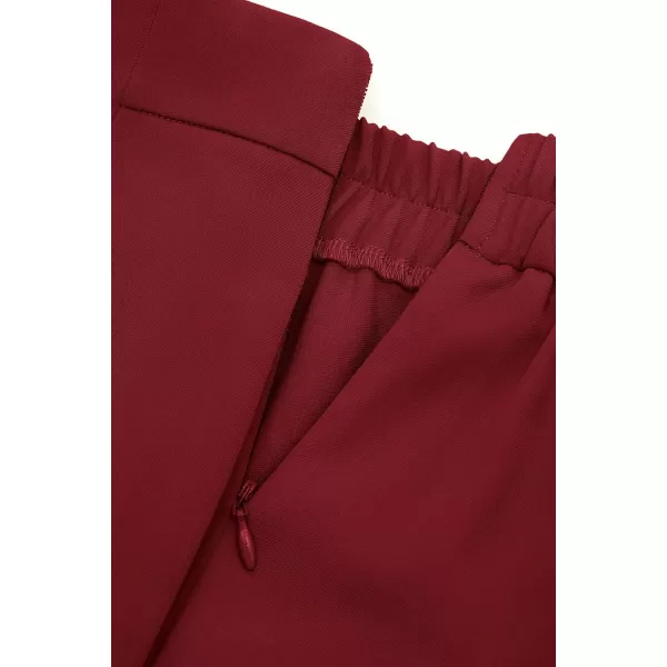PRETTYGARDEN Womens Wide Leg Pants Dressy High Waisted Business Casual Work Office Suit Palazzo Pant TrousersWine Red