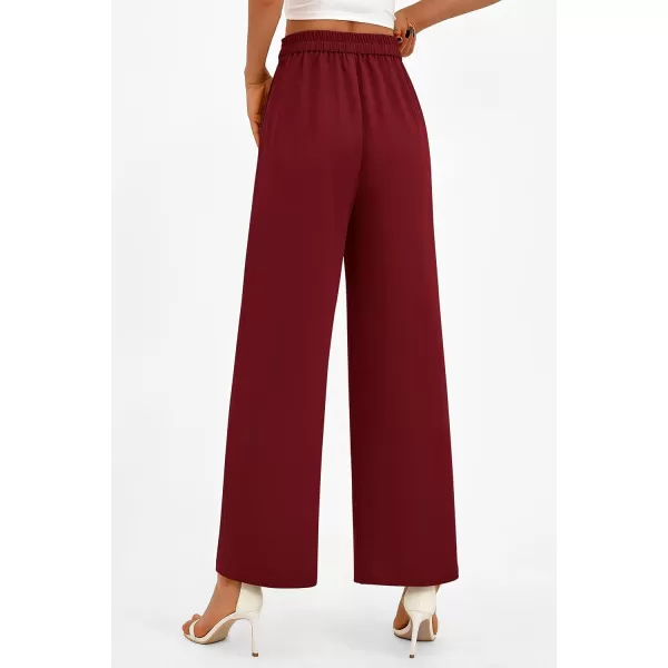 PRETTYGARDEN Womens Wide Leg Pants Dressy High Waisted Business Casual Work Office Suit Palazzo Pant TrousersWine Red