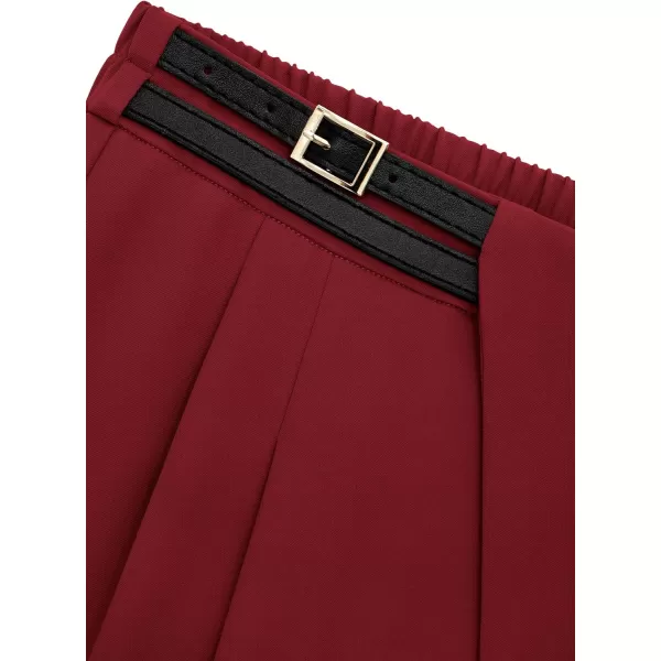 PRETTYGARDEN Womens Wide Leg Pants Dressy High Waisted Business Casual Work Office Suit Palazzo Pant TrousersWine Red