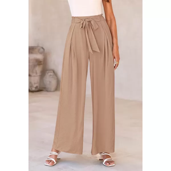 PRETTYGARDEN Womens Wide Leg Work Pants Business Casual High Waisted Loose Palazzo Trouser Summer ClothesCamel