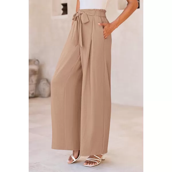 PRETTYGARDEN Womens Wide Leg Work Pants Business Casual High Waisted Loose Palazzo Trouser Summer ClothesCamel