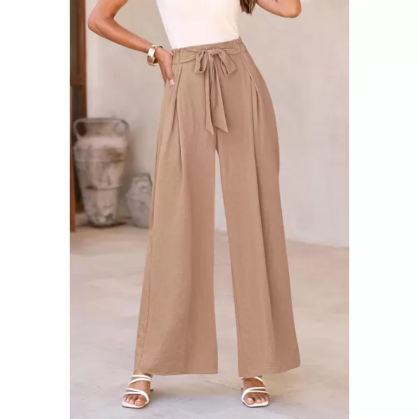 PRETTYGARDEN Womens Wide Leg Work Pants Business Casual High Waisted Loose Palazzo Trouser Summer ClothesCamel