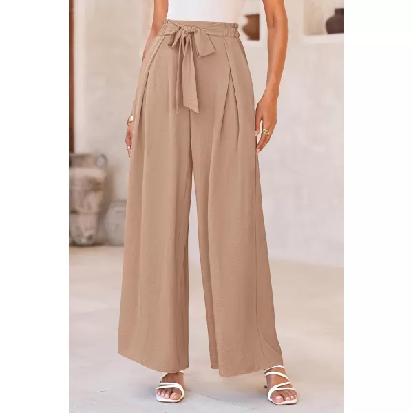 PRETTYGARDEN Womens Wide Leg Work Pants Business Casual High Waisted Loose Palazzo Trouser Summer ClothesCamel