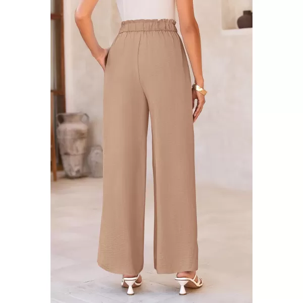 PRETTYGARDEN Womens Wide Leg Work Pants Business Casual High Waisted Loose Palazzo Trouser Summer ClothesCamel