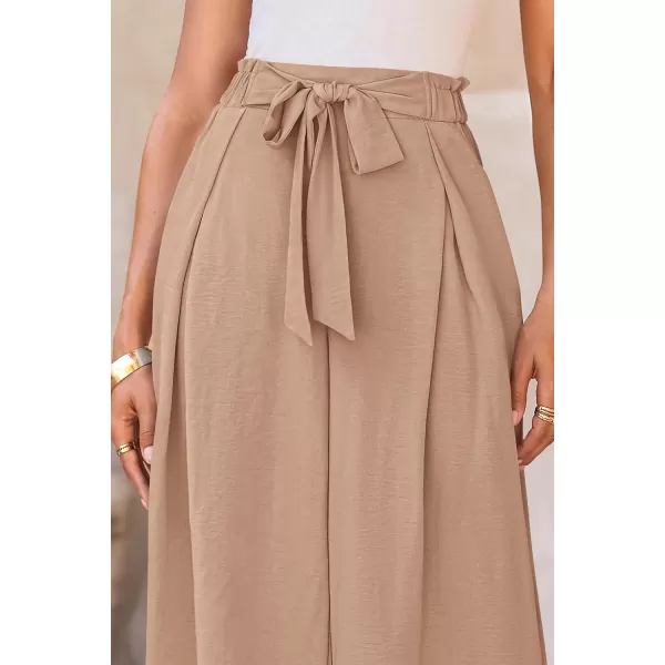 PRETTYGARDEN Womens Wide Leg Work Pants Business Casual High Waisted Loose Palazzo Trouser Summer ClothesCamel